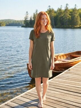 Eddie Bauer Olive Pocket Tee Dress — Women’s Short Sleeve